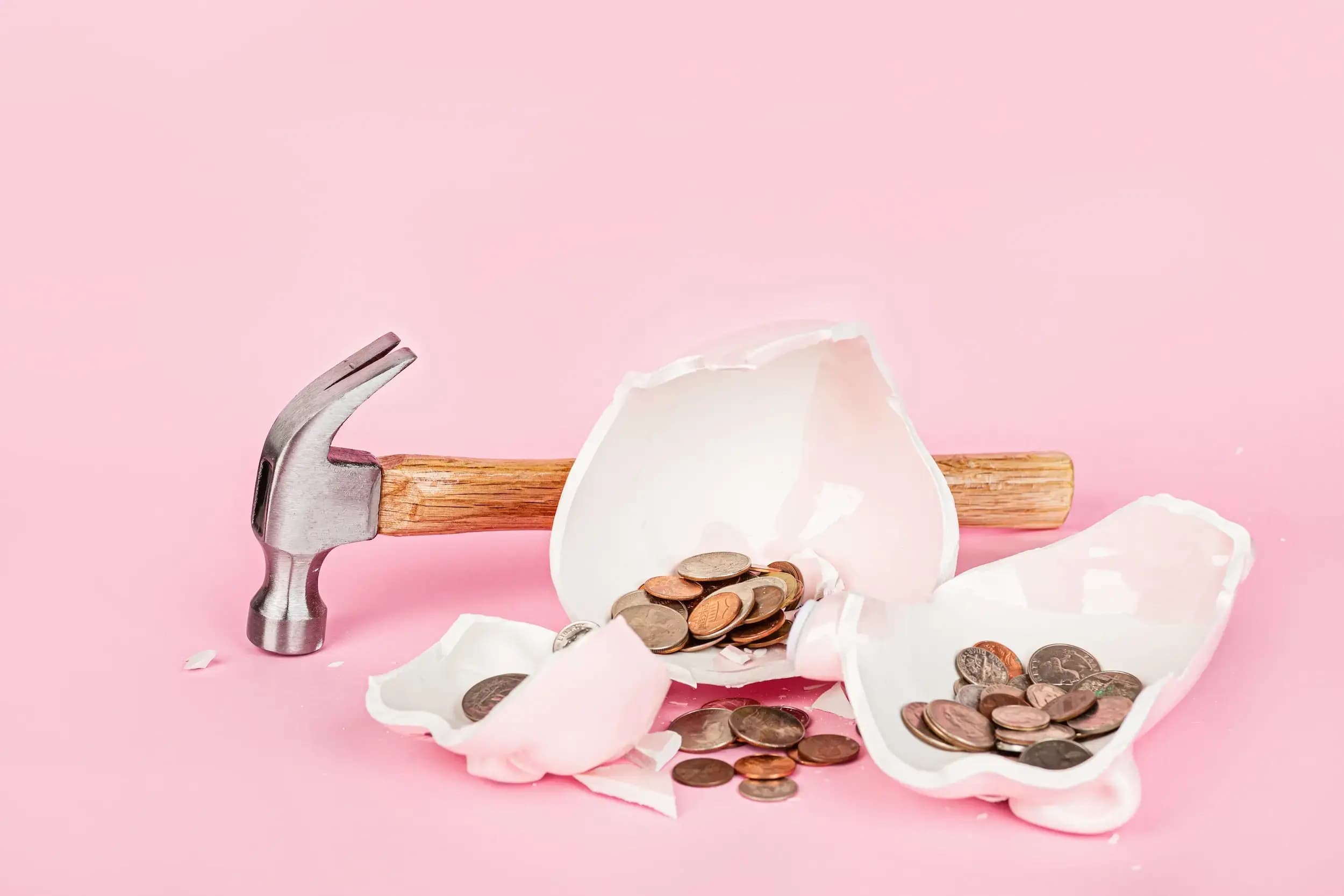 A broken piggy bank